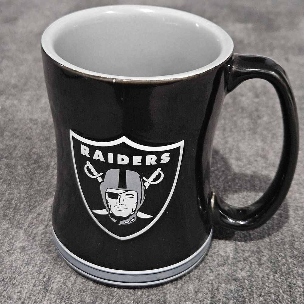 Oakland Raiders NFL 14 oz Sculpted Logo Boelter Brands Coffee Mug - Black